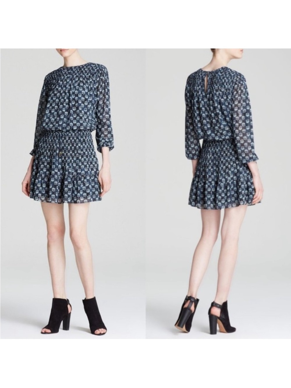 Michael Kors Blue Floral Chiffon Dress